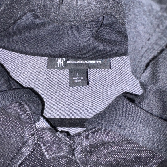 INC International Concepts Black Denim Jacket with Frayed Hem - Picture 3 of 3